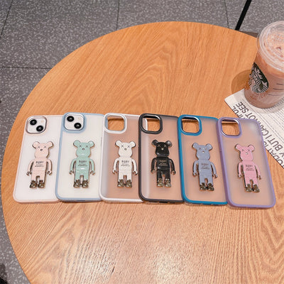 High Quality PC TPU Metal 3-in-1 Bear bracket Fashion Smooth Feel Phone Case for iphone 13