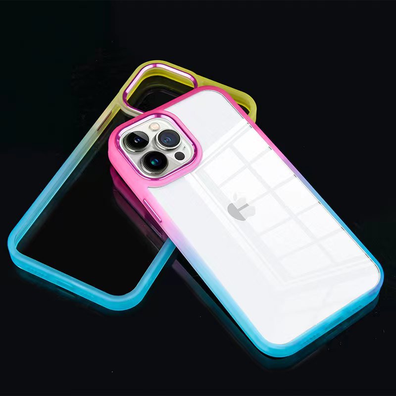 Premium Quality PC Case Color Gradient Transparent Fall Proof Phone Silicone Case For iPhone 14 Pro