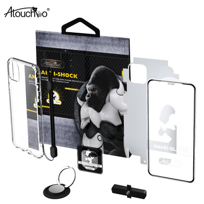 Atouchbo 6 in 1 OEM Service Set Anti-shock Armor Phone Case for iPhone XS Max XR 7 8 11 Pro 12 Back Cover Screen Protector Suit