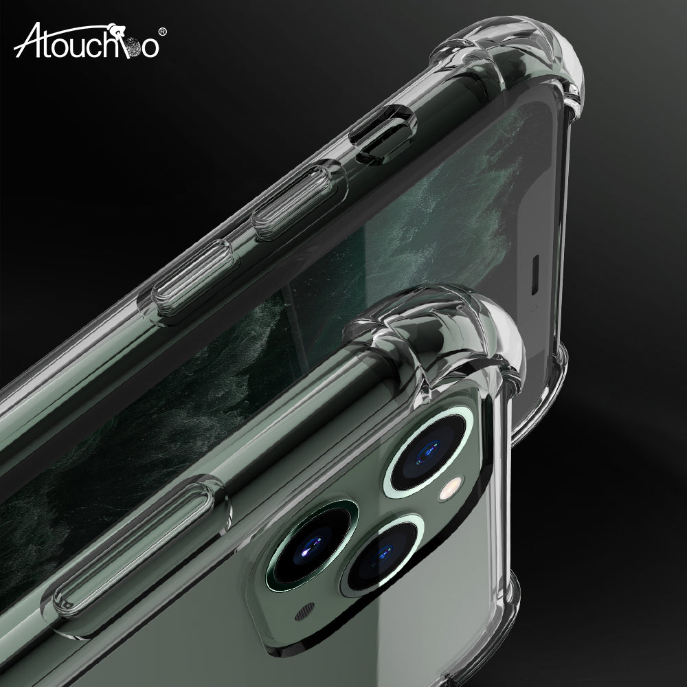 Atouchbo Clear Shockproof Phone Case for iPhone 11 Pro Max New TPU Bumper PC Back Phone Cover for iPhone 12 Series 5.4 6.1 6.7