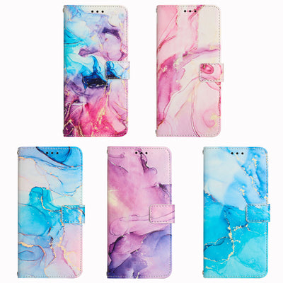 TPU Leather Phone Cases Rhombus Marble Finish Splicing Flip Wallet Mobile Case For Samsung Galaxy S20 S21 S22 S23 PLUS ULTRA