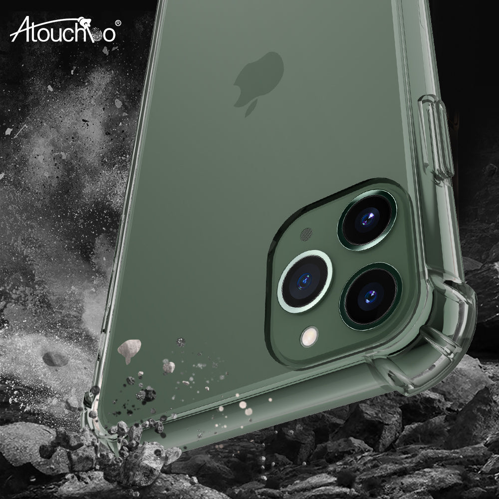 Atouchbo Clear Shockproof Phone Case for iPhone 11 Pro Max New TPU Bumper PC Back Phone Cover for iPhone 12 Series 5.4 6.1 6.7