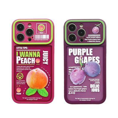 Free Samples High Quality 2 In 1 Peach Grape Mobile Phone Case For Iphone 14 Plus 13 12 Pro 11 With Rope