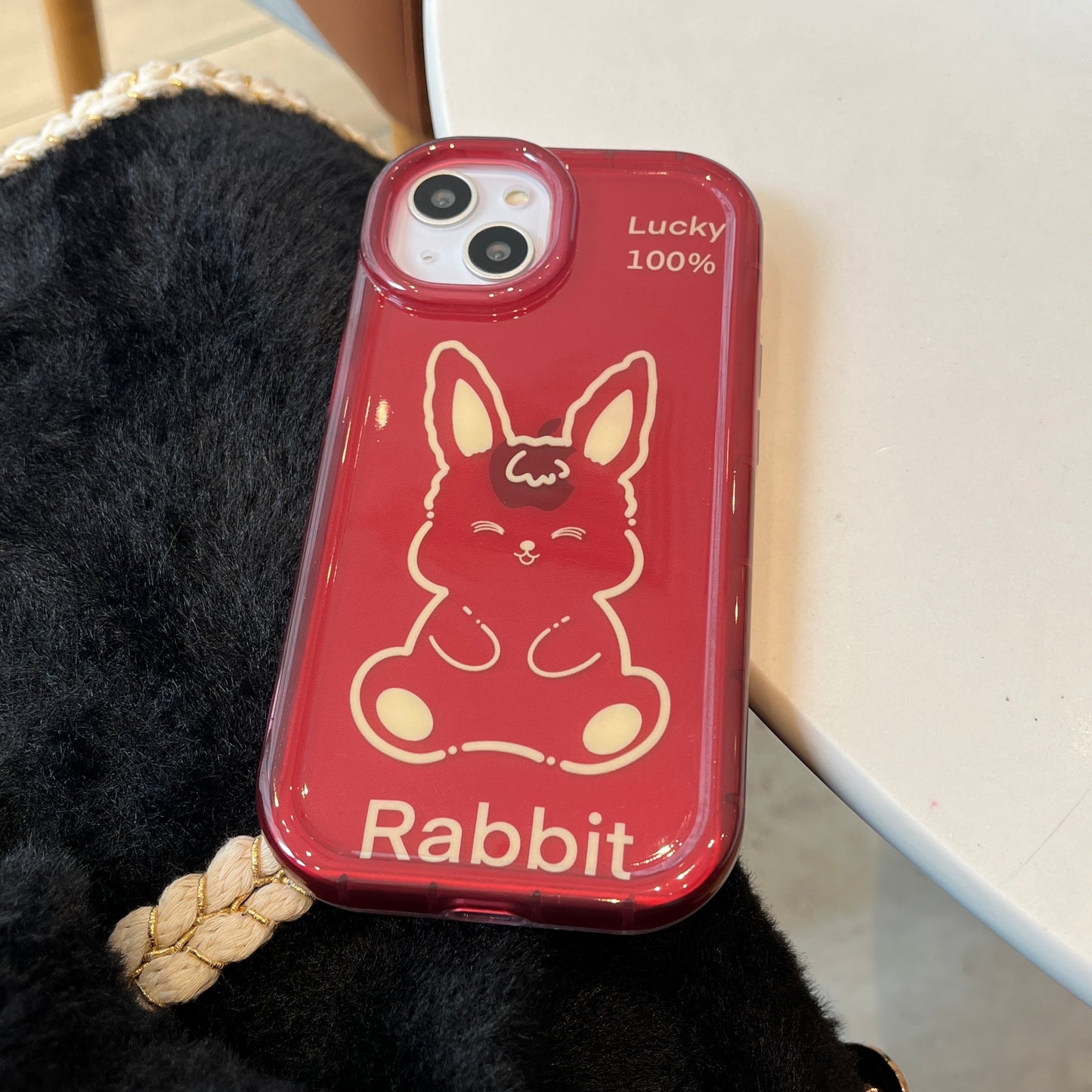 Hot Sale Square Tpu rabbit Shockproof Phone Case cute candy solid color phone case for iphone 14 pro