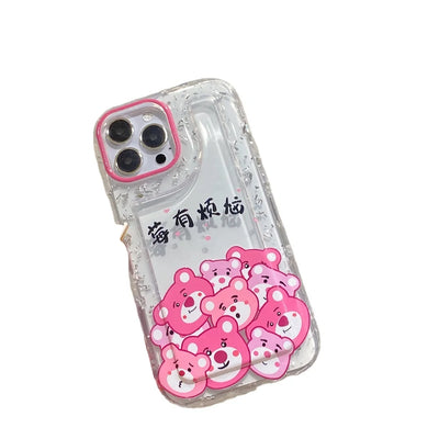 Ins Cute Rubber Cartoon Case With Four Corners For iphone 12 pro Anti Drop Bumper Cover For iphone 14 pro max Soft Case