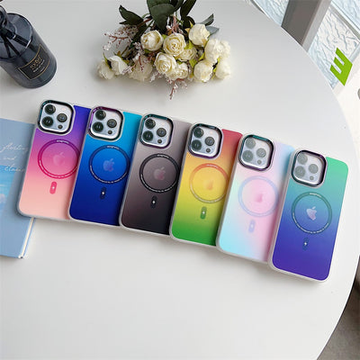 New fashion colorful rainbow gradient phone case Magnetic wireless charging phone case for iphone 14