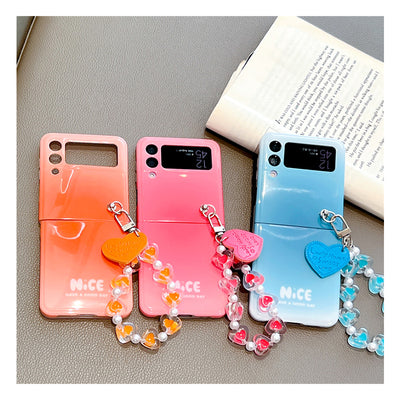 Samsung Foldable Gradient Color Bracelet Mobile Phone Cases For Samsung Zflip3 Zflip4 W23 Flip