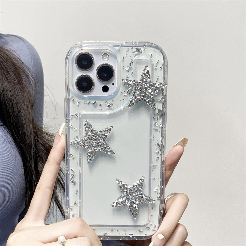 High quality shiny star shaped transparent phone case Shockproof Soft Phone Case for iphone 14