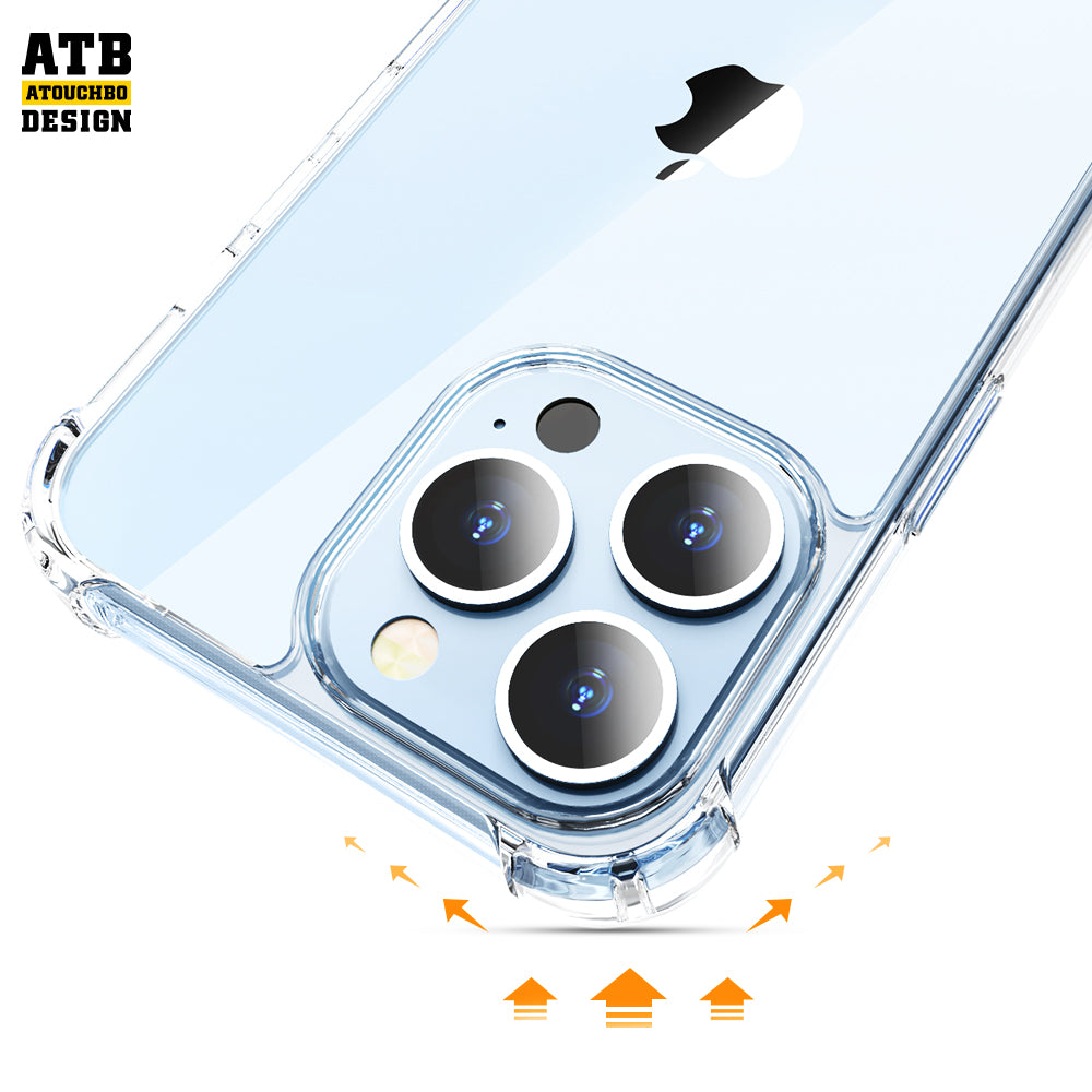 Shockproof Phone Case 1.5mm Tpu Pc Clear Transparent Clear Phone Case For Iphone 13 14 Pro Max Cover