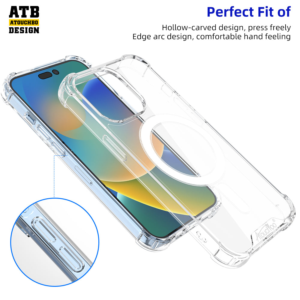 Atouchbo Gorilla Transparent Armor Mag Safe Phone Case 14 1.5mm Tpu PC Cover For Iphone 13 Xs Max Xr 11 12 14 Pro Max Cases