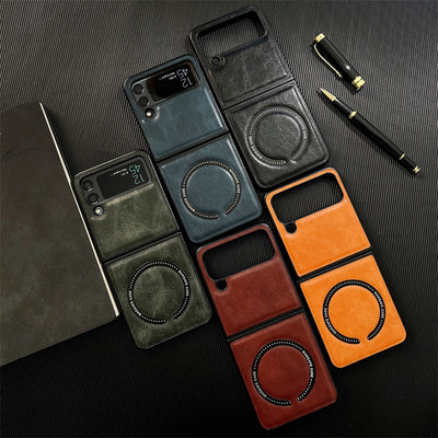 Wholesale New Design Wireless Charging Magnetic Folding Mobile Phone Case For Samsung Galaxy Z Flip 3 4 Protect Cover