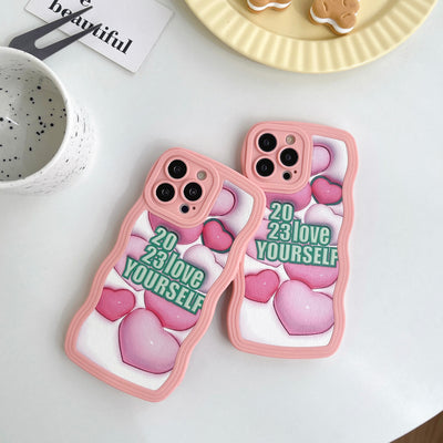 Ins Style Wave Pattern Plane 3d Love Heart Phone Cover For Iphone 7 X Xp Xs 11 12 13 14 Plus Pro Max Case