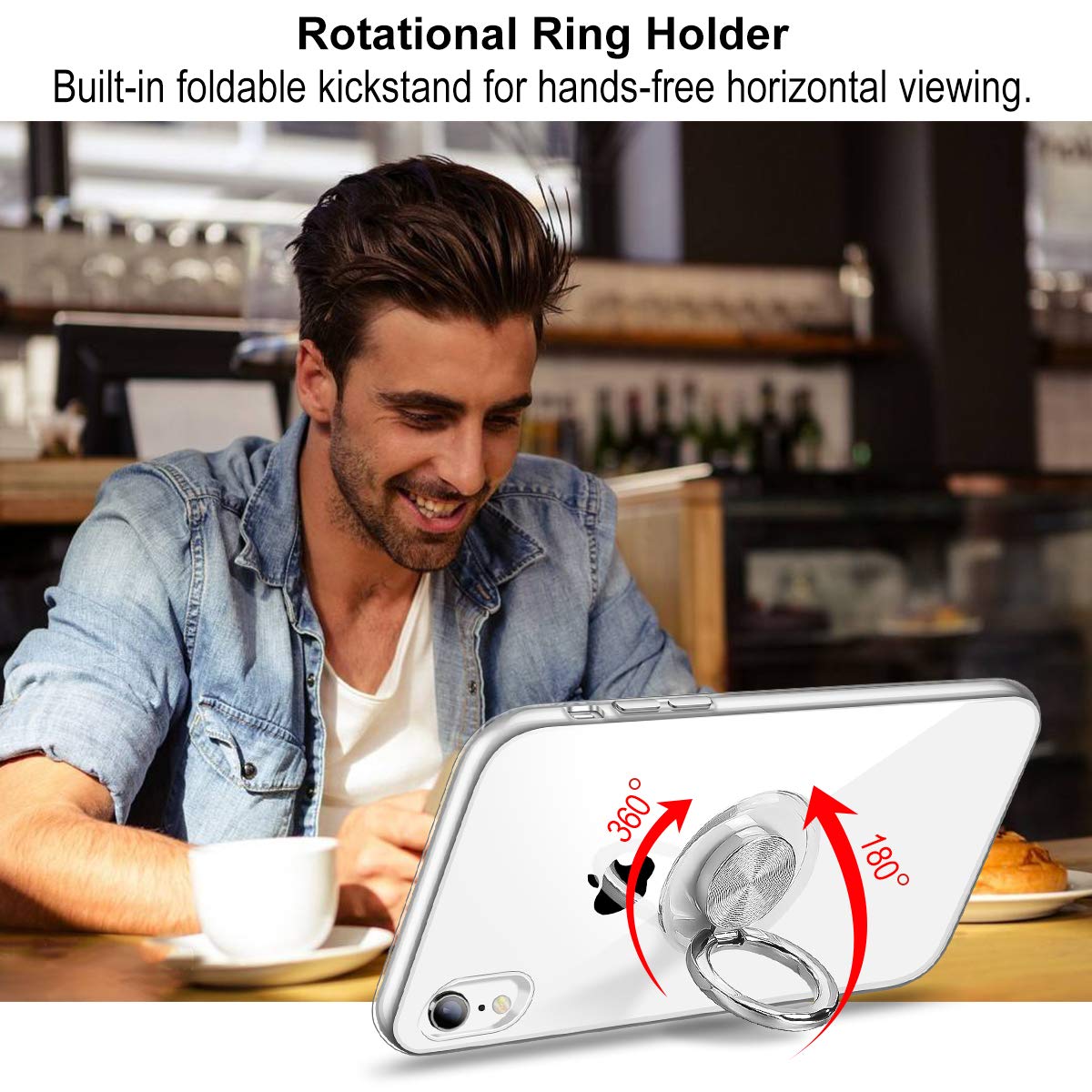 XR phone case ring holder clear cover TPU protective shell phone cover thin case for iPhone XR