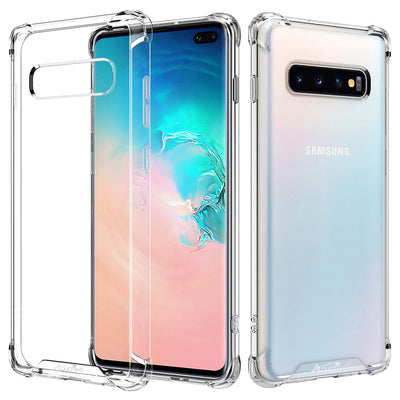 For Samsung Galaxy S10 Plus Case Clear Reinforced Corners TPU Bumper Anti-Scratch Rugged Transparent Hard Panel Cover