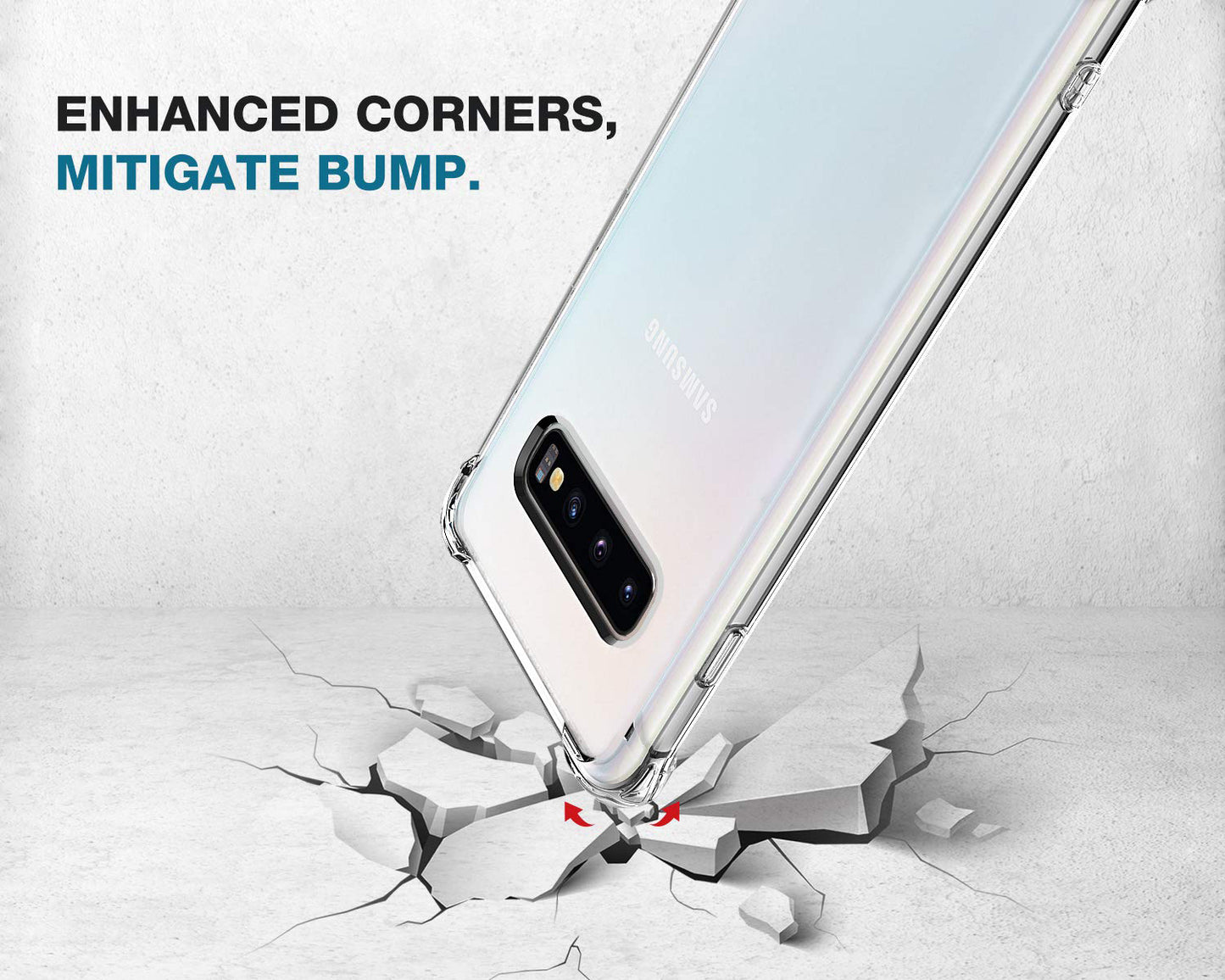 For Samsung Galaxy S10 Plus Case Clear Reinforced Corners TPU Bumper Anti-Scratch Rugged Transparent Hard Panel Cover