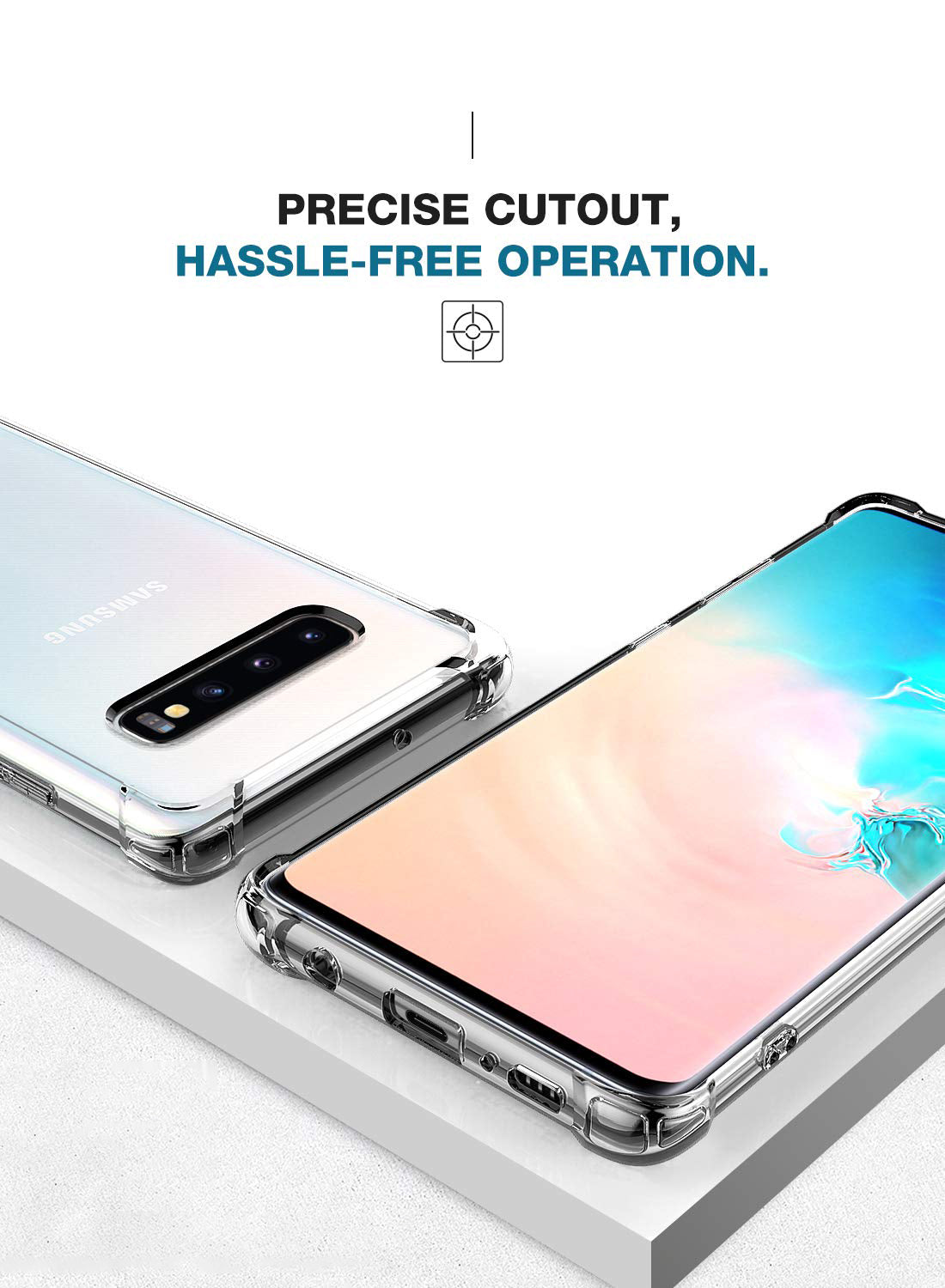 For Samsung Galaxy S10 Plus Case Clear Reinforced Corners TPU Bumper Anti-Scratch Rugged Transparent Hard Panel Cover