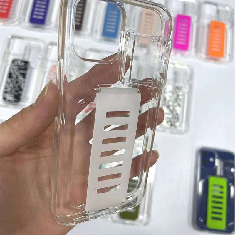 fashion soft phone covers silicone strap stand 2-in-1 transparent phone case For Iphone 11