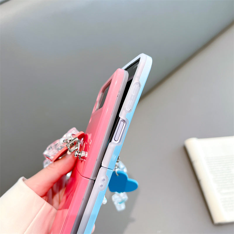 Samsung Foldable Gradient Color Bracelet Mobile Phone Cases For Samsung Zflip3 Zflip4 W23 Flip