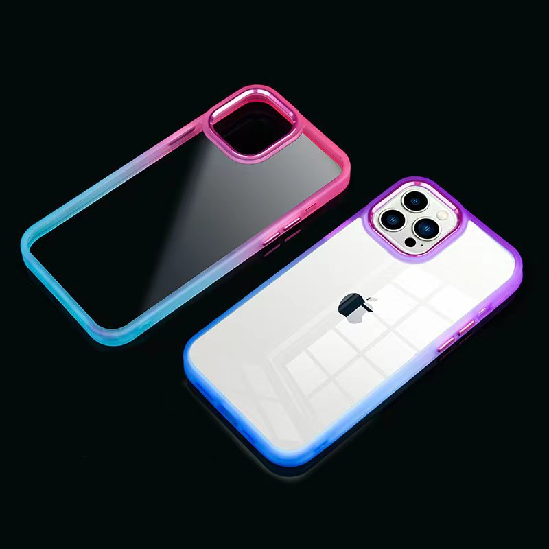 Premium Quality PC Case Color Gradient Transparent Fall Proof Phone Silicone Case For iPhone 14 Pro
