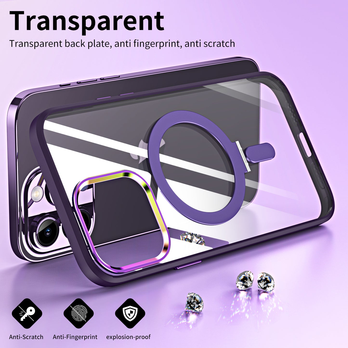 slim shockproof portable transparent put+pc full body phone case for iphone 11 pro max with stand