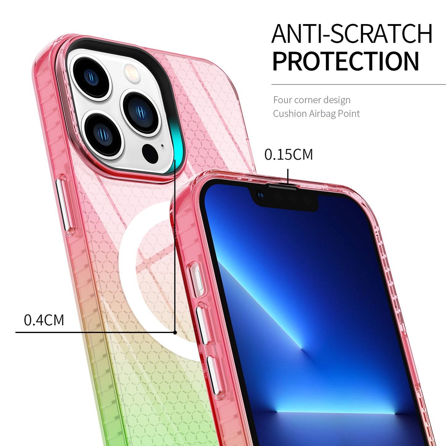 Colorful gradient phone Casetransparent case latest design Magnetic phone case for iphone 14 pro max cover