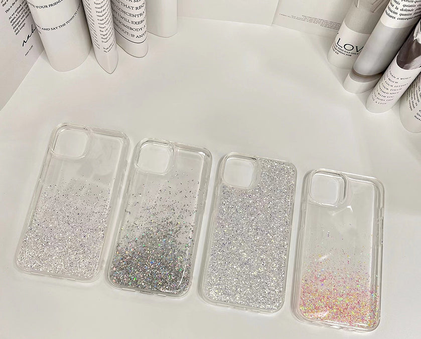 Airbag Shockproof Mobile Phone case clear Transparent Quicksand sequins phone case for iphone 14