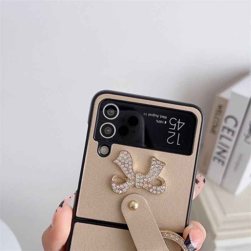 Finger Ring Pc Phone Cases Foldable Pu Leather for Samsung Galaxy Z Flip 3 Case for Iphone Mobile Phone Cases F41 Retail Package
