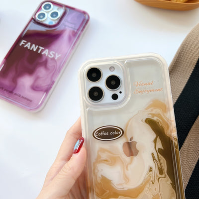 Anti Fall Glossy Imd Print Pink Marble Phone Cases For Iphone 11 Soft Tpu+pc Back Cover For Iphone 14 Series