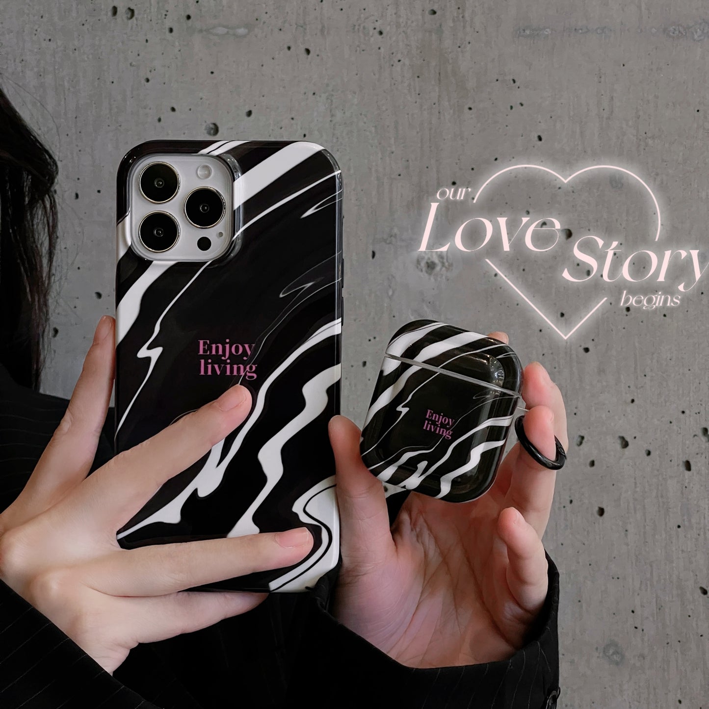 Fashion hot selling phone case 2023 new design 2 in 1 black and white splash ink mobile phone case