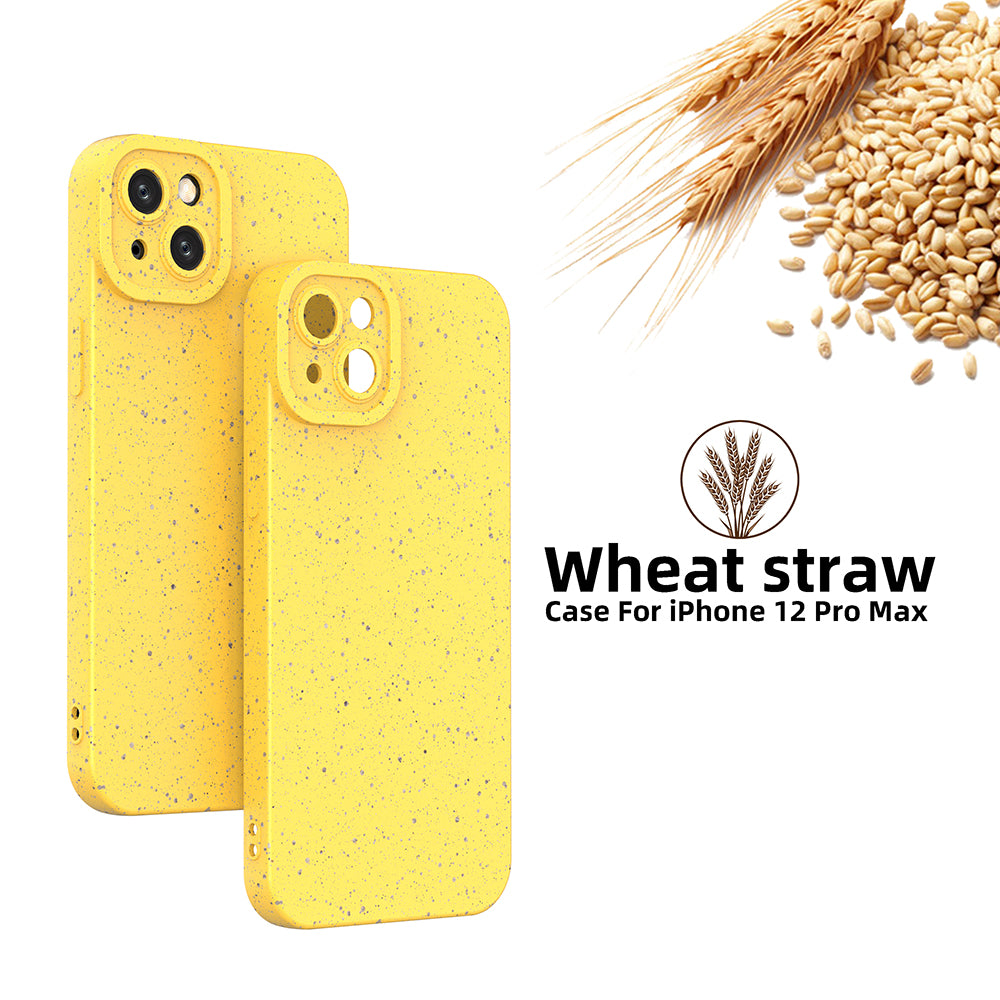 Wheat straw Biodegradable TPU Phone Case Thin black solid color case for iphone 14 pro