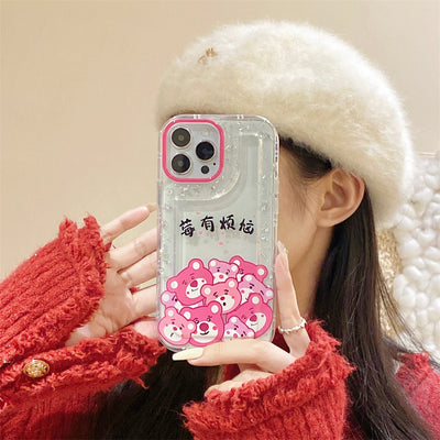 strawberry bear mobile phone shell Transparent Clear Shockproof Mobile Phone Case For iPhone 14