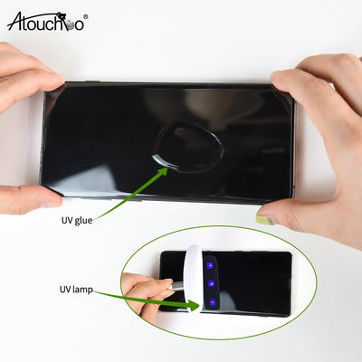 Atouchbo UV Glue Tempered Glass for Samsung S8 S9 S10 S20 Screen Protector for Samsung Galaxy Note 10 Plus 8 9 S20 UV Glass Protector