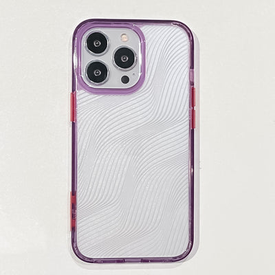 Three Dimensional Pure Rice White Water Ripple Free Steel Film Tpu Back Mobile Cover Phone Case For Iphone 14 Pro Max