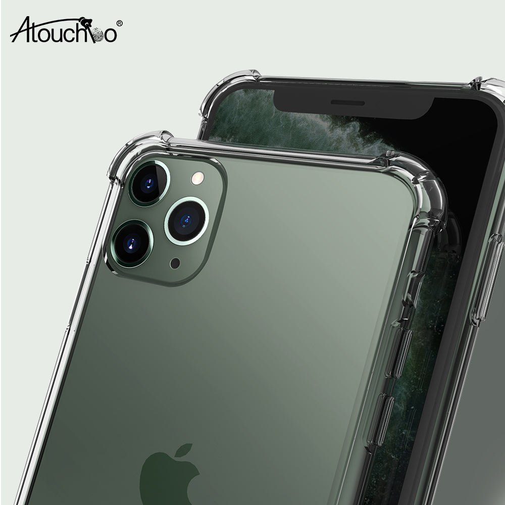 Atouchbo Clear Shockproof Phone Case for iPhone 11 Pro Max New TPU Bumper PC Back Phone Cover for iPhone 12 Series 5.4 6.1 6.7