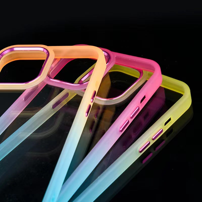 gradual colorful pc back tpu border transparent bumper phone case for iphone 11 pro max
