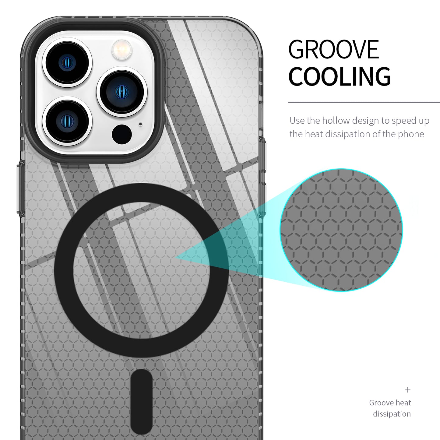 magnetic shockproof black honeycomb wireless charging phone cases for iphone 11 pro max