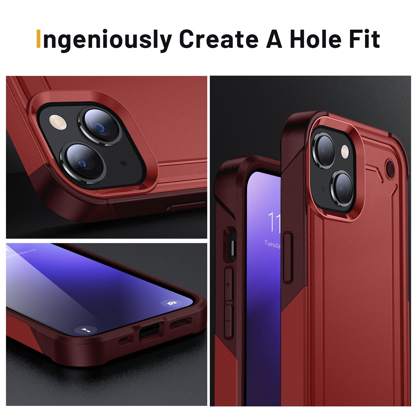 double protection Solid Color hard Silicone Phone Case Cell phone case cover for iphone 14 pro max Shockproof case