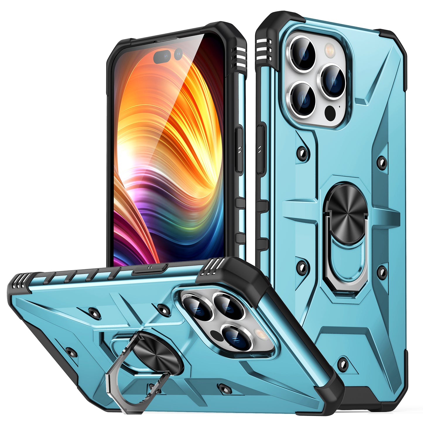 new design wholesale cell phone cover for iphone 11 pro max 3 in 1 tpu+pc ring kickstand mobile phone case