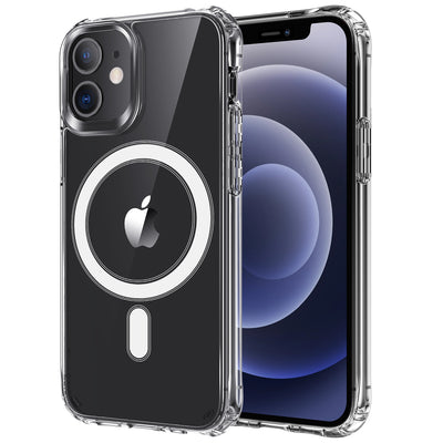 new Airbag Transparent Wireless Charging Phone Cases Magnetic Clear Metal Frame Case for iPhone 14 pro