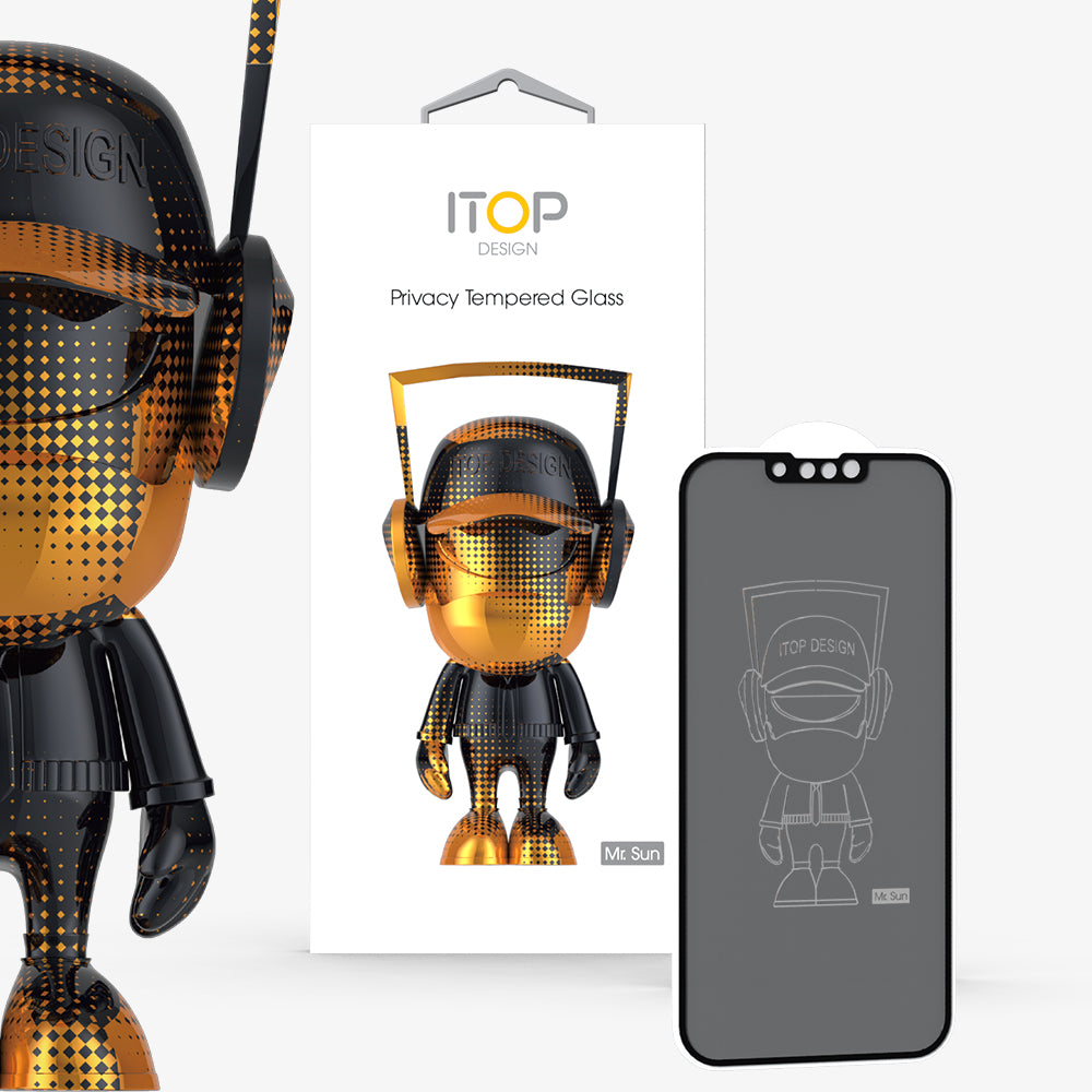 ITOP high-hardness privacy-proof tempered glass with dust-proof mesh screen protector for iPhone 13 12 11 Pro Max