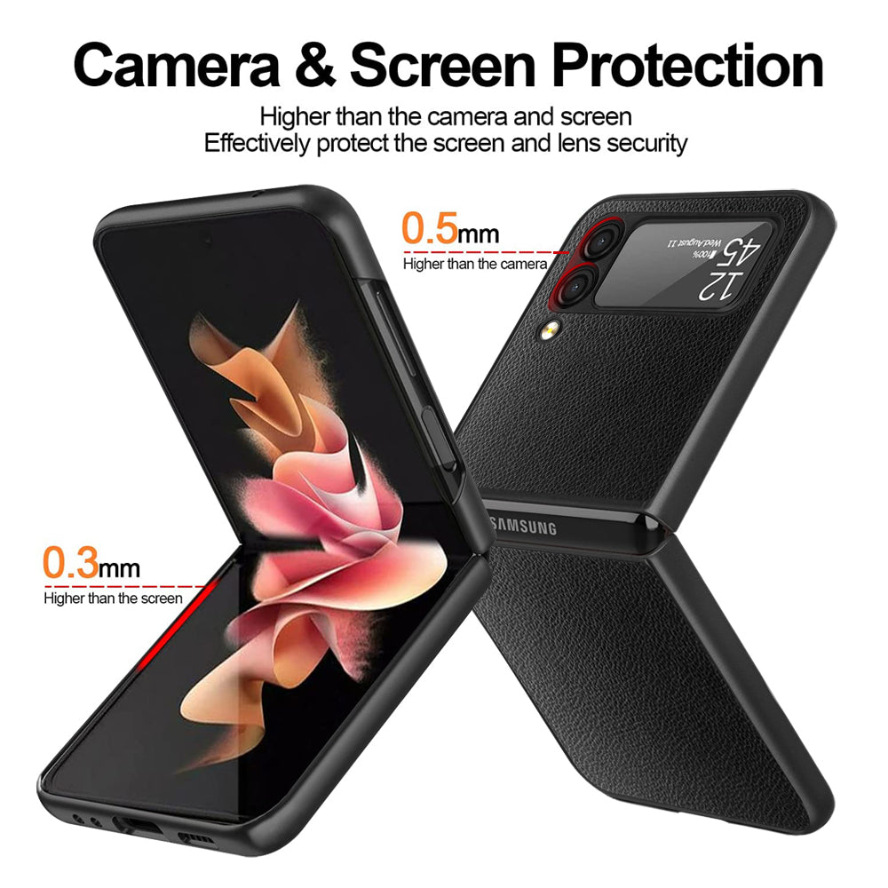 Leather Case With Camera Protection For SAM Flip 4 Ultra Slim Cover For Samsung Flip 4 PC Shockproof Case