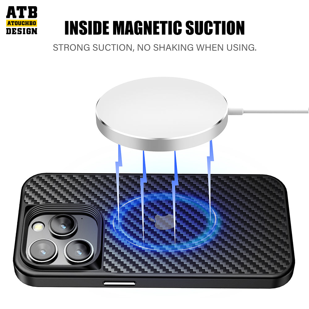 ATB Wireless Charging Phone Case for Iphone 14 Pro Max Carbon Fiber Case Scratch Resistant for Iphone 13 12 11 Pro Max Case