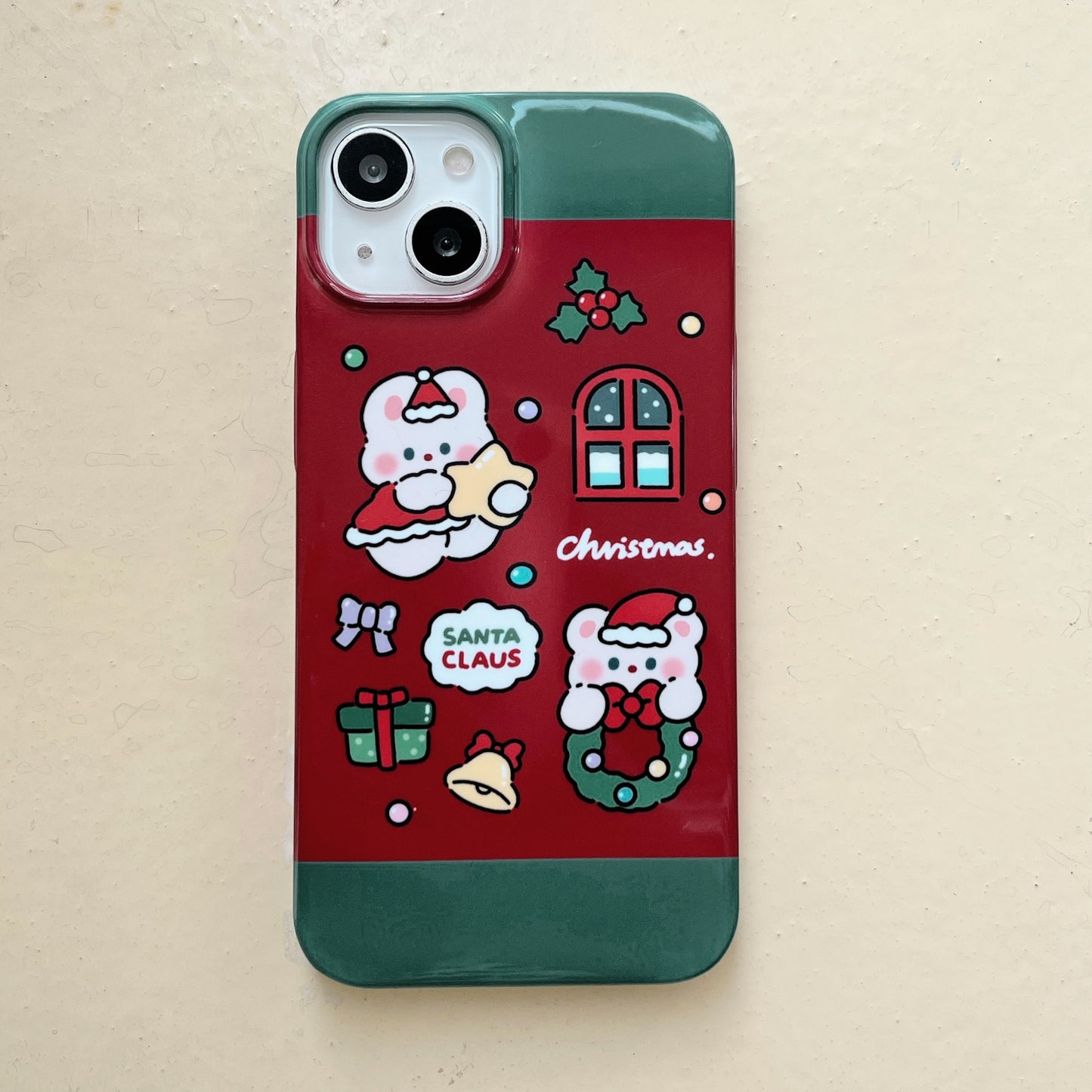 High quality vintage Christmas bunny red phone shell Silicone shockproof Phone Case for iPhone 14
