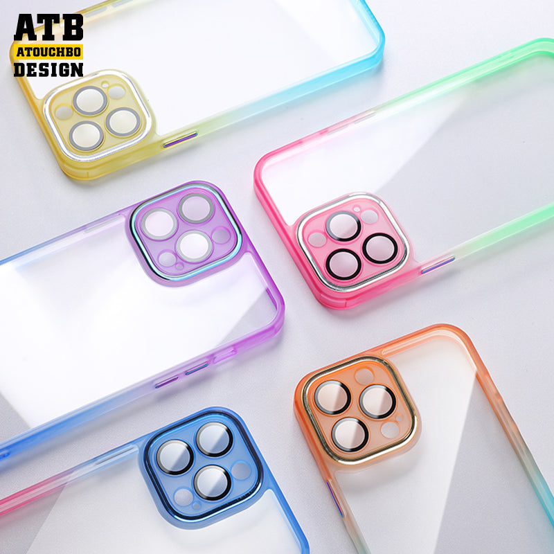Atouchbo gradient color transparent sublimation Anti-drop cover phone case for iphone 11 12 13 14 pro max