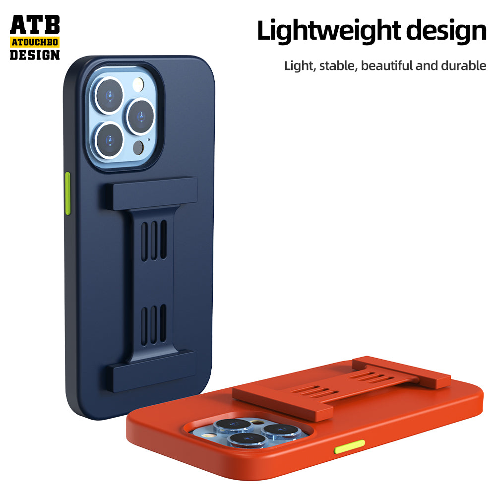 Atb Magnetic Bracket Phone Case For Iphone 14 Pro Max Metal Lens Frame Key Tpu Pc Back Cover For Iphone 14 13 12 11