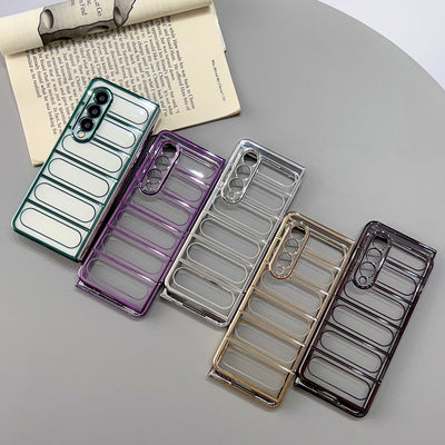 Luxury Soft Electroplated Phone Case for Samsung Z flip4 z flip3 fold w23 Z fold w22 Hollow Out Silicone Cases Cover